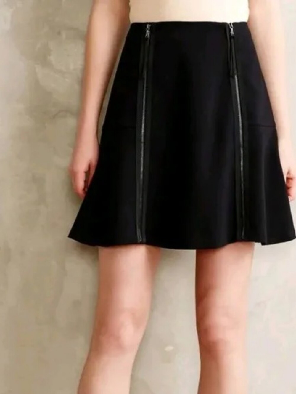 Anthropologie leifsdottir Black Circle Skirt with Dual Front Zippers 4